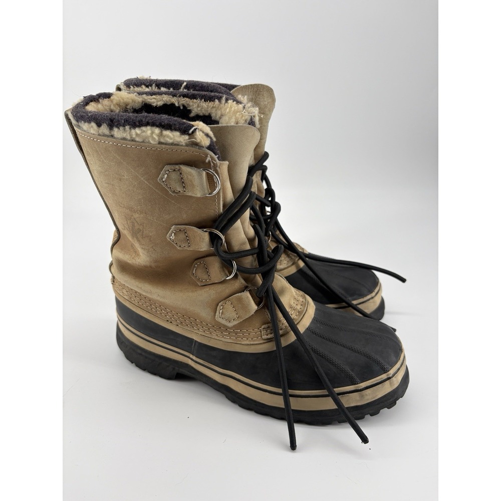 Vintage Sorel Caribou Boots Womens Size 9 Leather Waterproof MADE IN CANADA